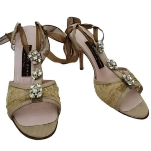 Rickard Shah Heels Sandals Shoes Rhinestones OPEN TOE Women's WOMAN'S Size 7 ½ - Picture 1 of 9